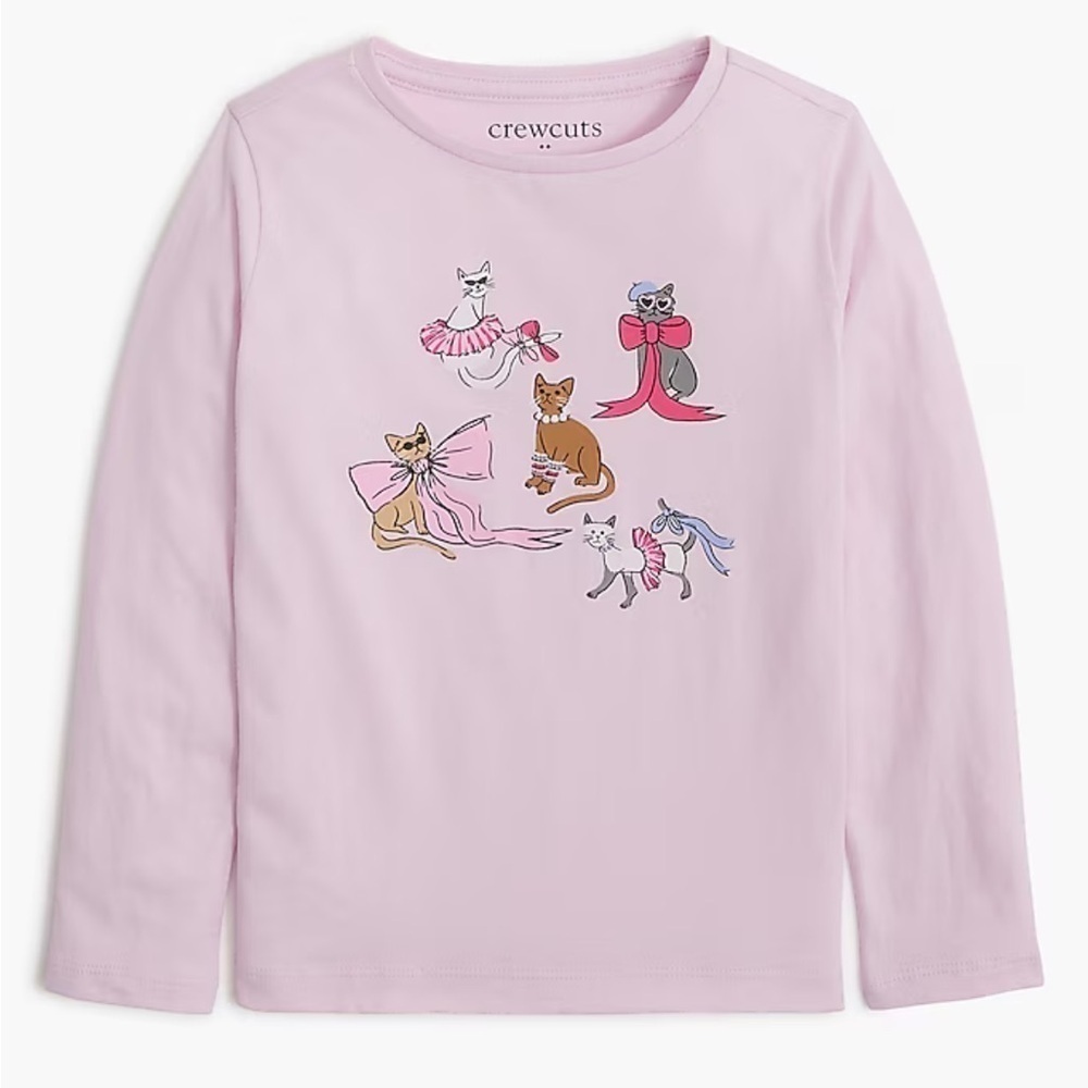 J crew Girls' long-sleeve cats in bows graphic tee